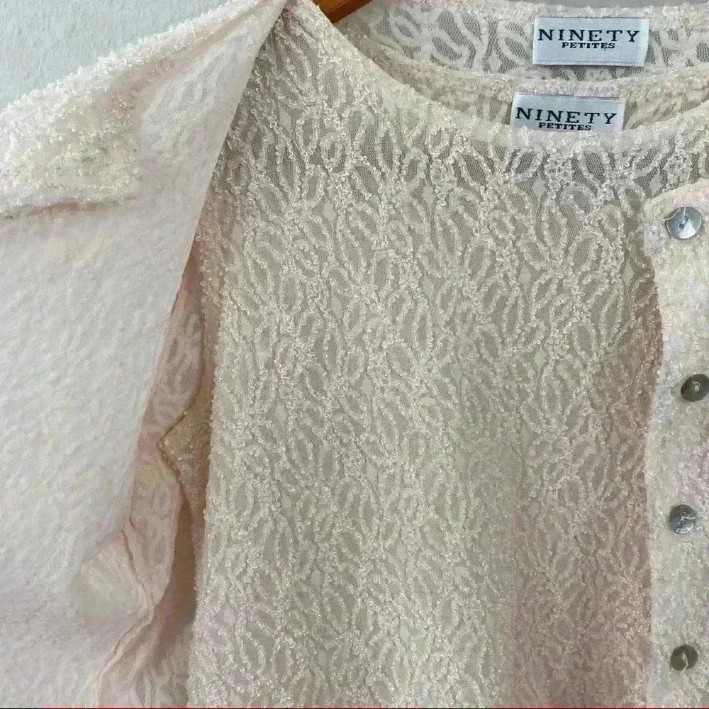Ninety Petites peach colored crop sweater set - Picture 3 of 4